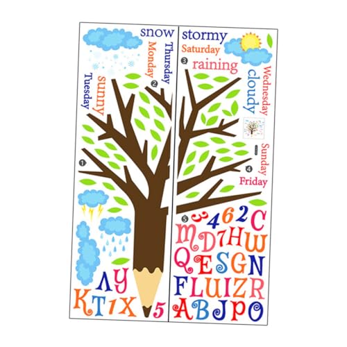 HOLIDYOYO 1 Satz Bleistiftbaum-Wandaufkleber Buchstaben aufkleben Abziehbilder kinderzimmer wandsticker wall stickers for room Wandaufkleber mit Buchstaben Cartoon-Baum-Design-Aufkleber von HOLIDYOYO