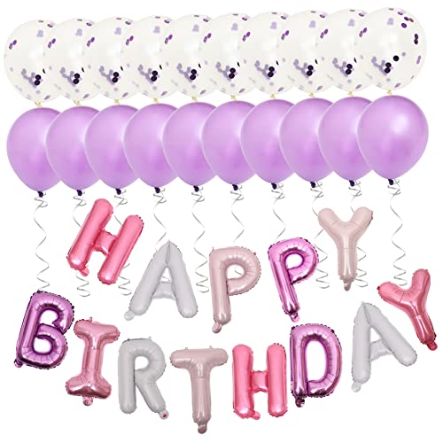 HOLIDYOYO 1 Satz Geburtstagsballon-set Luftballons Für Geburtstagsfeiern -dekorationen Roségoldene Geburtstagsdekoration -banner Luftballons Zur Babyparty Violett Emulsion von HOLIDYOYO