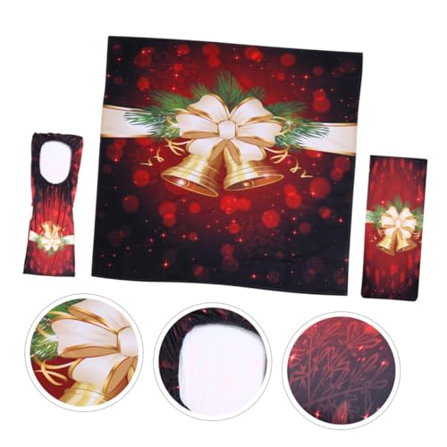 HOLIDYOYO 1 Satz Stuhlbezug Tischdecke würfelunterlage Stuhldekoration weihnacjtsdeko falttü Dekorationen Tischtuch Essstühle Weihnachtsstuhlschutz Stuhlhusse für Weihnachten Polyester rot von HOLIDYOYO