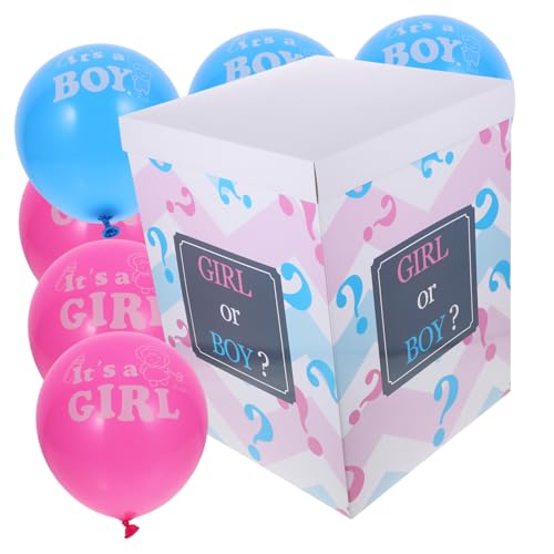 HOLIDYOYO 1 Set Geschlechtsrevealfest Ballonbox Mit 6 Ballons 3 3 Shower Party Dekoration Für Jungen Und ädchen Gender Reveal Box Babyparty Deko von HOLIDYOYO