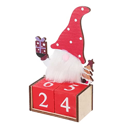 HOLIDYOYO 1 Stk Weihnachtskalender Weihnachts-Countdown-Kalender Weihnachtstischkalender kalender weihnachten kinder schreibtischdeko Monat Datumsanzeige Kalender Datumsanzeige aus Holz rot von HOLIDYOYO