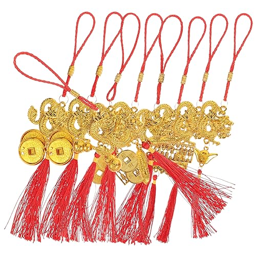 HOLIDYOYO 10 Stück 2024 Chinesische Neujahrsdekorationen Maskottchen Drache Charms Rote Hängende Quasten Feng Shui Glücksbringer Für Viel Glück Reichtum Vermögen Erfolg Auto von HOLIDYOYO