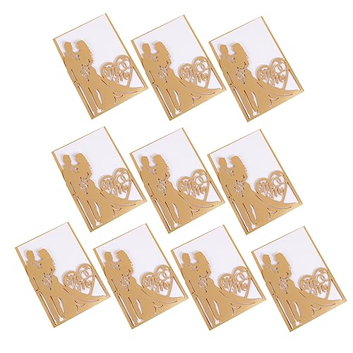 HOLIDYOYO 10 Stück Grußkarten Hochzeitskarten Glückwünsche Quinceanera Einladungen Rustikale Hochzeitseinladungen Hochzeit Für Hochzeit Einladungen Braut Das Papier Golden von HOLIDYOYO