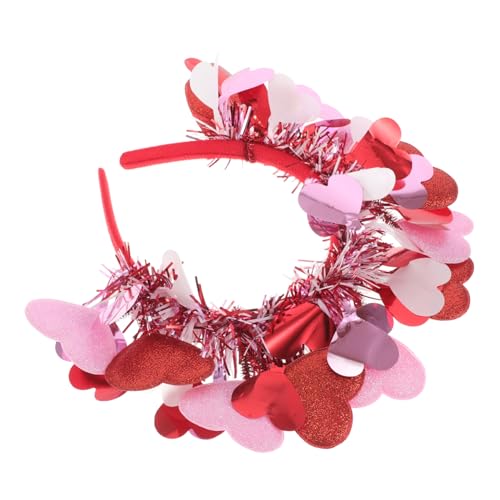 HOLIDYOYO 10 Stück Valentinstag Liebes Stirnband Rosa Stirnband Stirnbänder Rosa Girlande Rotes Lametta Rotes Stirnband Glitzerndes Liebesherz Lametta Kopfschmuck Valentinstag von HOLIDYOYO