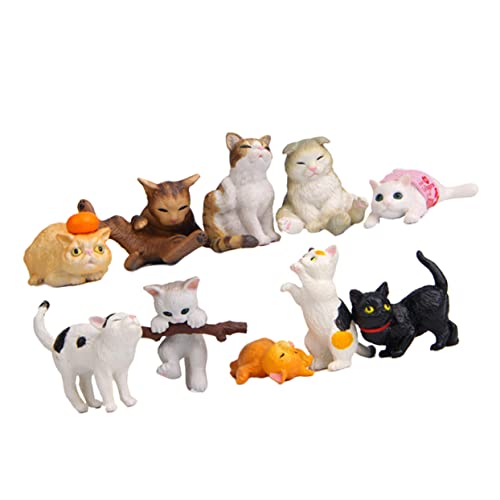 HOLIDYOYO 10 Teiliges Set Niedlicher Katzenfiguren Kleine Katzenornamente Für Tischdekoration Und Fotorequisiten Liebevolle Katzenfiguren Für Die Wohnungsverschönerung von HOLIDYOYO