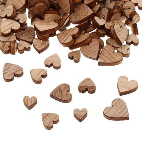 HOLIDYOYO 100 Stück Herzförmige Holzscheiben Holzherzausschnitte Valentinstag-Herzdekorationen Rustikale Holzliebesherzen Holzherzornamente Für Diy-Bastelarbeiten von HOLIDYOYO