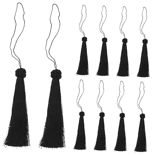 HOLIDYOYO 10St Quaste Ohr wandverkleidung Wand polsterung Party Dekoration DIY-Quaste Quastendekoration seidige handgefertigte Quasten Lesezeichen Quasten Quaste zum Basteln Polyester Black von HOLIDYOYO