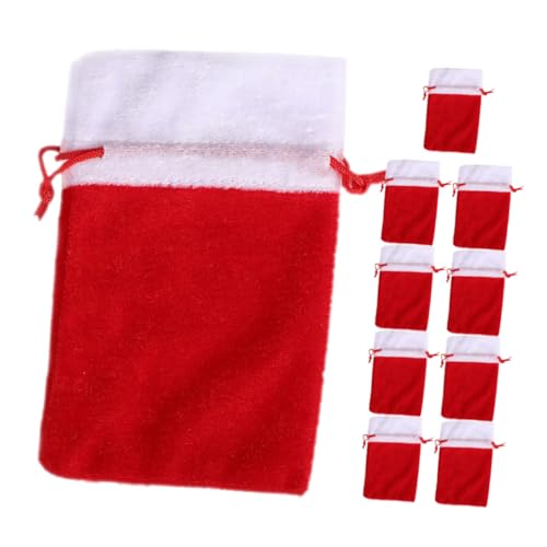 HOLIDYOYO 10St Weihnachtsbaum-Anhänger Weihnachtsmann-Taschen kleine weihnachtsgeschenktüten christbaumanhänger weihnachtsbaumanhänger Partygeschenke Plätzchen-Verpackungsbeutel Stoff rot von HOLIDYOYO