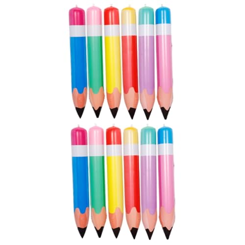 HOLIDYOYO 12 Stk aufblasbarer Bleistift Aufblasbarer Schulbedarf Aufblasbares Spielzeug mit Bleistift Übergroßer Bleistift party dekoration Jumbo-Buntstifte riesiger bleistift PVC von HOLIDYOYO