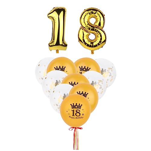 HOLIDYOYO 12 Stück 1 Satz Luftballons Für Geburtstagsfeiern 18 Ballonnummern 18-jährige Partygeschenke 18 Feierballon Heliumballon Aus Folie Jumbo-helium-folienballon Zahlenballons Golden von HOLIDYOYO