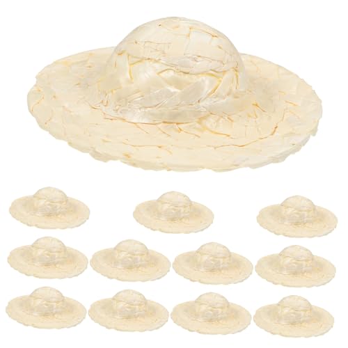 HOLIDYOYO 12st Strohhut Mini-hüte Dekorationen Mini-puppenhüte Amerikanischer Puppenhut Formelle Mini-hüte Miniaturkappen Puppe Strohmütze Kleine Hüte Handgefertigter Hut Mini-zylinder Beige von HOLIDYOYO