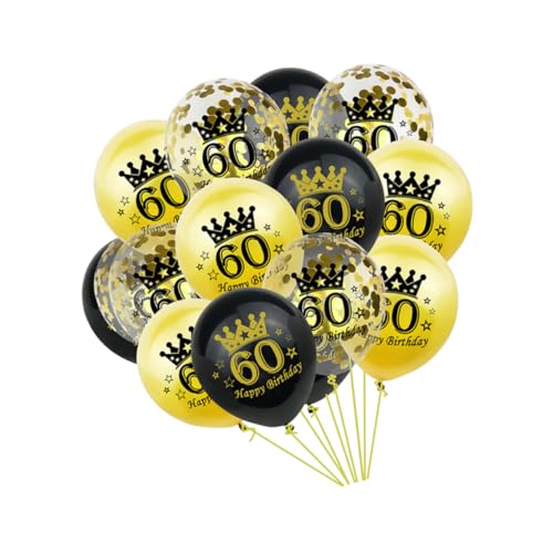 HOLIDYOYO 15 Stück Geburtstagsballons Set Mit Pailletten Konfetti Transparente Folienballons Für Erwachsene Dekoration Für Garten Und Bankett Stil 60 Jahre Party Deko von HOLIDYOYO