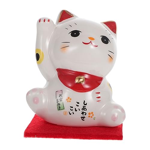 HOLIDYOYO 1Stk Glückliche Katze Suerte modern Engel Glücksfigur Mini für den einzug Schreibtisch Dekoration Hausdekoration Glückskatzen- Foto-Requisite Keramik Weiß von HOLIDYOYO