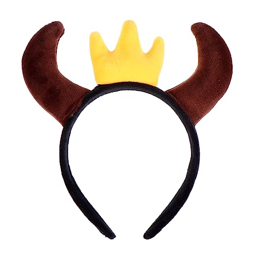 HOLIDYOYO 1Stk Horn Krone Stirnband comfy comforter Personalized decoration avconfort trendige Accessoires Partybedarf 2021 weihnachtsdeko Dekor Party-Kopfschmuck Party-Haarband Stoff Brown von HOLIDYOYO