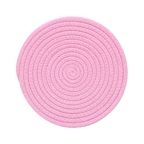 HOLIDYOYO 1Stk Untersetzer aus Baumwollgarn tischunterlage tischmatte Tischset pink Tischsets aus Baumwolle Tischsets für den runden Tisch handgefertigte Untersetzer runde Bechermatte Rosa von HOLIDYOYO