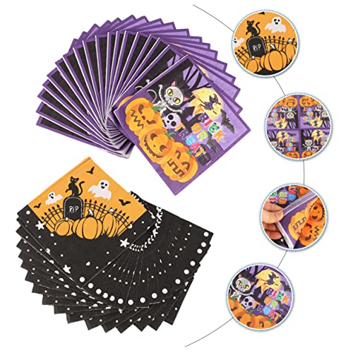 HOLIDYOYO 2 Packungen Mit 40 Blatt Taschentüchern Mit Halloween Thema Halloween Papierservietten Abendessenservietten Partyzubehör Halloween Taschentücher Partyservietten von HOLIDYOYO