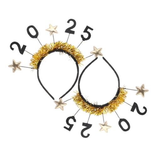 HOLIDYOYO 2 Pcs Weihnachten Stern Stirnband 2025 Neue Jahr Der Kopfbedeckung Glitter Festliche Party Stirnband für Frauen von HOLIDYOYO