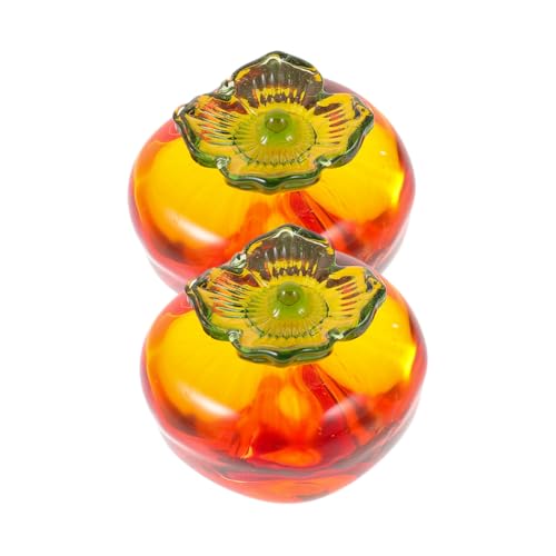 HOLIDYOYO 2 Stücke Glas Persimmon Figurine Elegante Desktop Decor Realistische Szene Layout für oder Auto von HOLIDYOYO