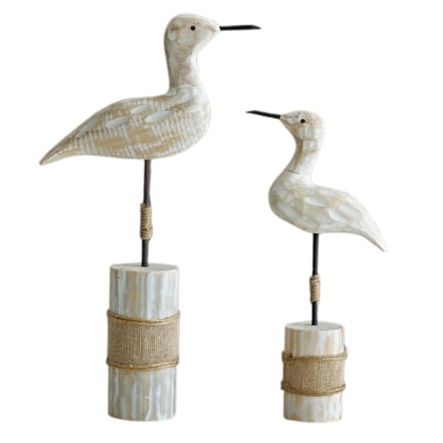 HOLIDYOYO 2 Stück Rustikale Stehende Seevogelfigur Aus Holz Ufervogelstatue Tischplatte Strandvogeldekor Mit Holzsockel Für Seehaus Nautische Küstendekoration von HOLIDYOYO