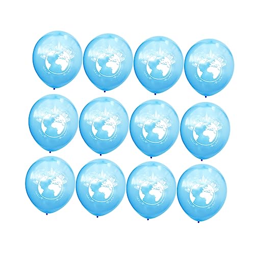 HOLIDYOYO 20 Stück 12 Geburtstagsverzierung world map earthbound Weltkugel geburtstagsdekoration weiße blaue Luftballons perlmuttartiger Ballon Partyballons Latexballons Sky-blue von HOLIDYOYO