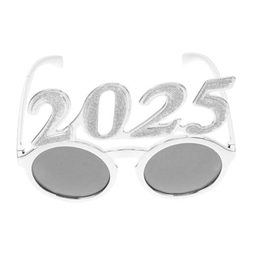 HOLIDYOYO 2025 Brille Neujahr Foto Requisiten Partybrille Brillengestell Mit Zahlen Silvester Pinata Foto-requisiten Für Das Neue Jahr 2025 Zahlenbrille Lustige Tanzbrille Stk Silver von HOLIDYOYO