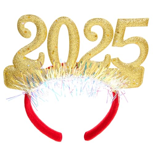 HOLIDYOYO 2025 Neues Jahr Stirnband Geburtstag Haarschmuck Party-stirnbänder Für Erwachsene Party Stirnbänder Erwachsene Kopfschmuck Für Das Neue Jahr Geburtstags-stirnband Stoff Golden von HOLIDYOYO