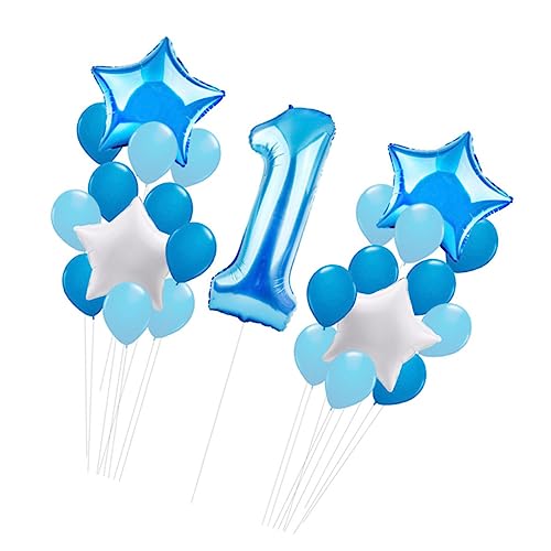 HOLIDYOYO Ballons Set Blaue Geburtstagsballons Für Die Erste Feier Inklusive Zahl Sternballons Und Latexballons Ideal Für Kindergeburtstage von HOLIDYOYO