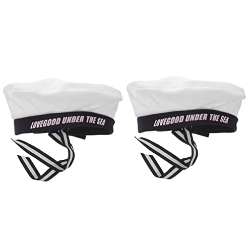 HOLIDYOYO 2St Marine-Kappe matrosenmützen white cap Schiffsjungenmütze gym cap Baskenmütze für Frauen Matrosenmütze für Schiffe Kapitänsmützen für die Party Bucket Hats für Damen Baumwolle von HOLIDYOYO