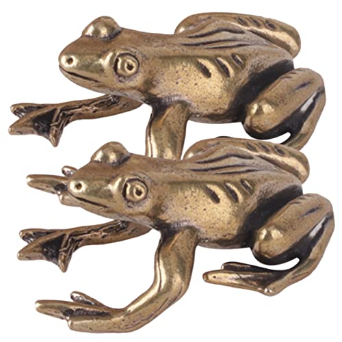 HOLIDYOYO 2St Messing Frosch bürodeko büro Dekoration Schreibtisch Dekoration tischdeko esstisch festzelt zelte Outdoor-Statue die Bürogeschenke Vintage-Handwerk Outdoor-Frosch- Golden von HOLIDYOYO