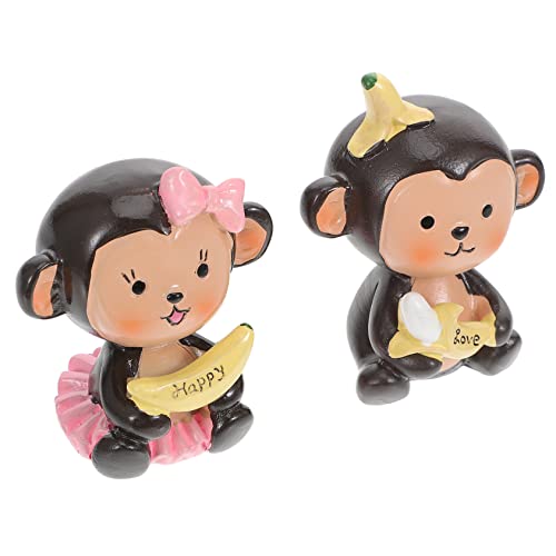 HOLIDYOYO 2St dekorative Ornamente Mini-Affenfigur Autodekoration Minikuchen Paar Affenschmuck Seeaffe spielzeug für kinder kinderspielzeug Paar Affenmodell Festgeschenke Kunstharz Coffee von HOLIDYOYO