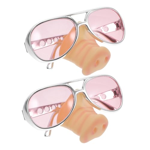 HOLIDYOYO 2St lustige Brille tierkostüme faschingsbrille interessante große Nasenstütze Sonnenbrille lustig albern spielzeug maske Cosplay-Party-Brille Brille mit Schweinenase Rosa von HOLIDYOYO