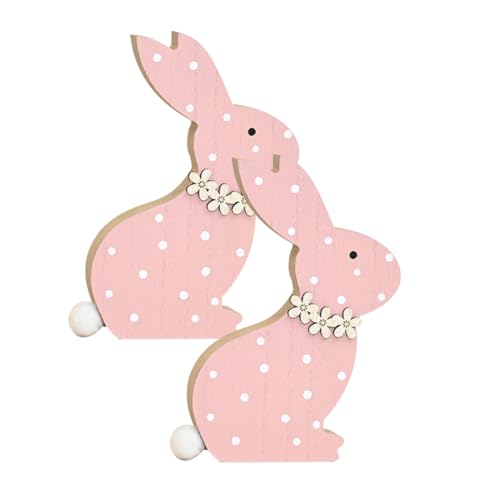 HOLIDYOYO 2st Osterhase Figur Ausgestopft Wurf Ornament Meerschweinchen Tiere Käfig Kuchen Auto-hase- Conejos De Pascua Hase Schlüsselanhänger Bausätze Essbar Heu Rosa Holz von HOLIDYOYO