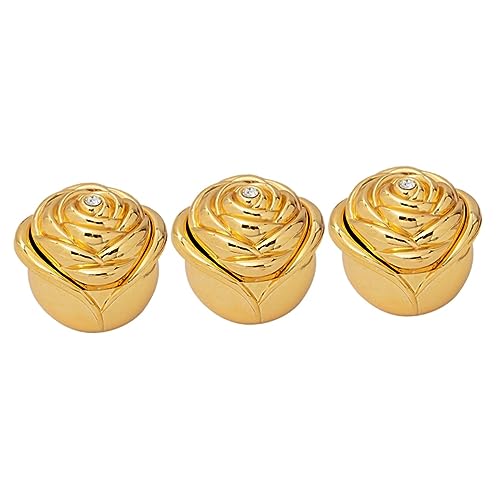 HOLIDYOYO 3Er-Box rose schmuckschatulle Schmuckringe Antragsring Rosenblüten-Ringetui Ringetuis romantic romantische Ringorganisator brautring fall Wolle aus Zinklegierung Golden von HOLIDYOYO