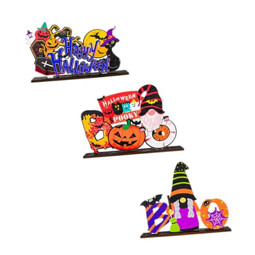 HOLIDYOYO 3St Halloween-Ornamente Goblincore-Raumdekoration Halloween-Dekorationen Halloween Schild Halloween Fahne esstisch Halloween-Holzhandwerk Tischdekoration für Halloween-Partys von HOLIDYOYO