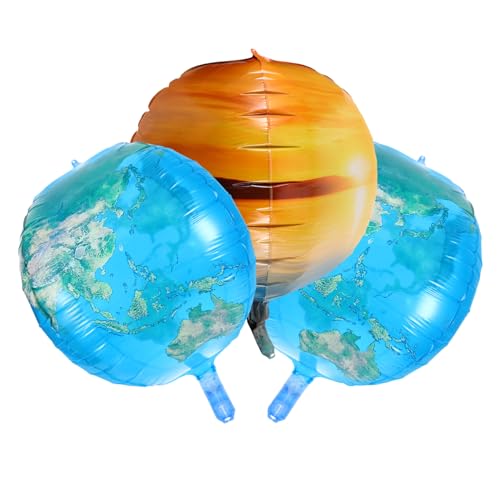 HOLIDYOYO 3st Ballon Aus Aluminiumfolie 4d Kugelballons Kinder Dekor Dekoration Des Sonnensystems Weltballons Aus Aluminiumfolie Orange Luftballons Ballon Mit Sonnenaufgangsmuster von HOLIDYOYO