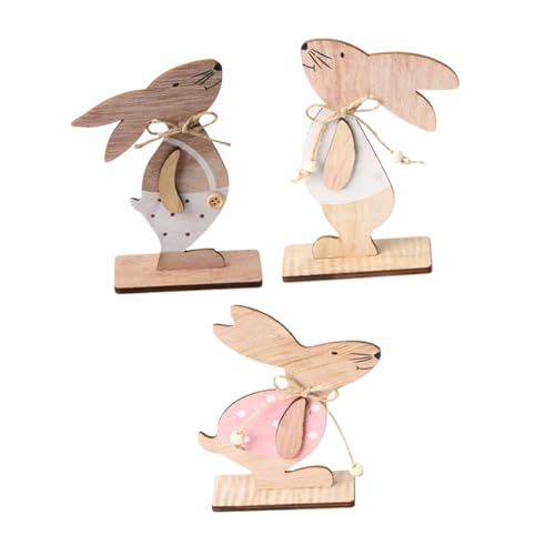 HOLIDYOYO 3st Kaninchen-verzierung Festgeschenke Ostern Holzschild Ostern Holzdekor Tisch-osterschild-Dekoration Ostern Hausdekorationen Osterdekoration Aus Holz Osterzeichen Hölzern von HOLIDYOYO