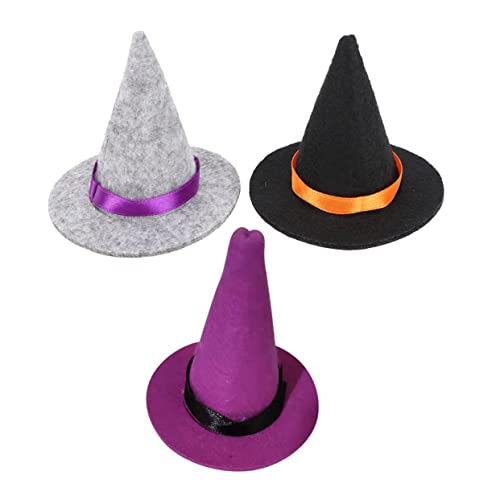 HOLIDYOYO 3st Mini-hexenhut Hexenkostüm Für Damen Halloween-zubehör Halloween-weinflaschen-ornament Tischdekorationen Halloween-weinflaschenverschluss Mini-partyhut Halloweenkostüm Filzstoff von HOLIDYOYO