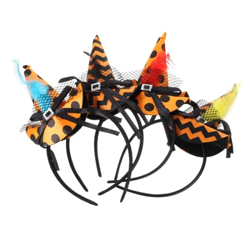 HOLIDYOYO 4 Stück Halloween-Hexenhut-Stirnband Hexenhut Stirnband Halloween-Stirnband für Kinder halloween haarspangen haarspange halloween Cosplay-Kostümzubehör Halloween-Haarreifen Stoff von HOLIDYOYO