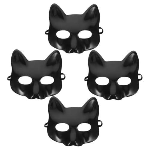 HOLIDYOYO 4 Stück Leere Papiermasken Pappmaché-Masken DIY Bemalbare Leere Katzenmasken Handgefertigte Graffiti-Masken Maskenherstellungsset Für Maskerade-Cosplay-Partys Schwarz von HOLIDYOYO