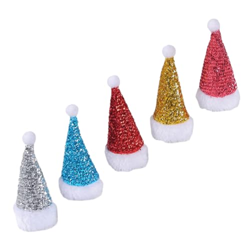 HOLIDYOYO 5 Stück Miniatur Weihnachtsmützen Mini Weihnachtsmann Hüte Süßigkeiten Weihnachtsmütze Silberbesteck Weihnachtsmütze Kleine Weihnachtsmützen Weihnachtspartybevorzugung von HOLIDYOYO