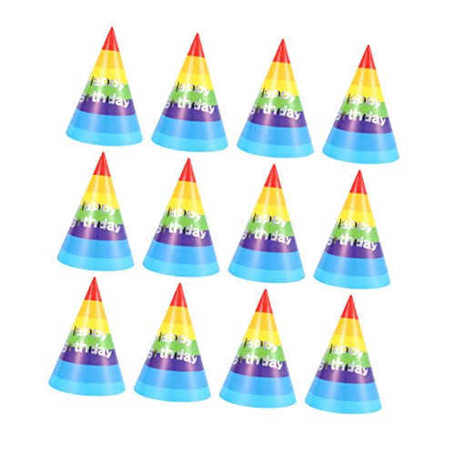 HOLIDYOYO 50 Stücke Jungen und Mädchen Geburtstag Party Hüte Dreieck Party Kappe Regenbogen Decor Geburtstag Party Es Party Supplies Jungen und Mädchen Geburtstag Party Hüte von HOLIDYOYO