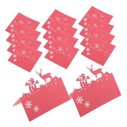 HOLIDYOYO 50 Stück Tischkarten für die Weihnachtsfeier Tischkarten für die Tischdekoration Winter-Tischkarten Platzkartenhalter für Weihnachten Visitenkarte Platzkarten aus Papier rot von HOLIDYOYO