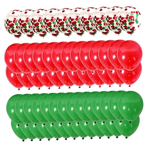 HOLIDYOYO 50 Stück Weihnachtsballons Rot Und Grün Mit Konfetti Perfekte Luftballons Für Festdekoration Geburtstagsfeiern Hochzeiten Und Weihnachtsfeiern Naturlatex von HOLIDYOYO