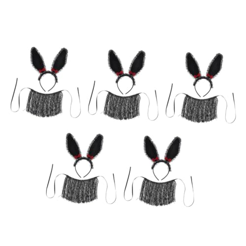 HOLIDYOYO 5St Hasenohren-Stirnbandmaske Maske Hase Cosplay Frauen Haarband mit Hasenohren Hasenohren-Maske Halloween-Cosplay-Zubehör Schwarzes Hasenkostüm Häschen Haarband Plastik Black von HOLIDYOYO