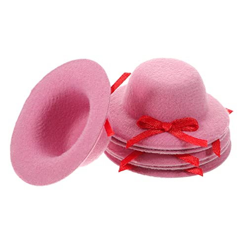 HOLIDYOYO 6St Mini-Zylinder Mini mexikanischer Hut winzige Melone dekorative Minihüte Mini-Sombrero-Hüte haircharm haaraccessoires entzückende Miniaturhüte Puppenhüte basteln Stoff Rosa von HOLIDYOYO