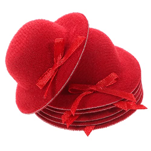 HOLIDYOYO 6St Mini-Zylinder haircharm haaraccessoires weihnchtsdeko Accessoire für Puppenkleidung guci Mini-Strickmützen kleine hüte für party entzückende Mini-Hüte Miniaturhüte Stoff rot von HOLIDYOYO