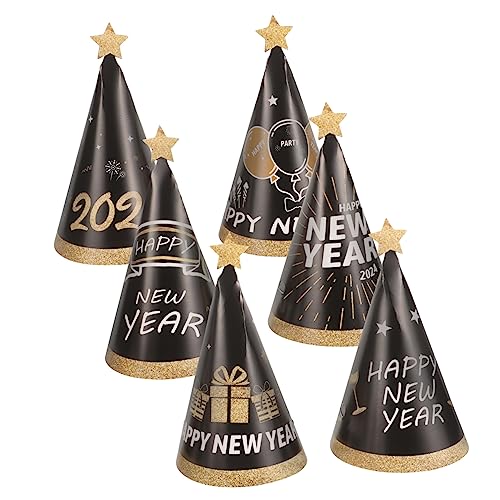 HOLIDYOYO 6St Partyzubehör für das neue Jahr Partytüten aus Papier alles zum geburtstag kegelhut Neuheit Hüte Neujahrspartyhüte Papierhüte für Silvester Partygeschenke für das neue Jahr von HOLIDYOYO