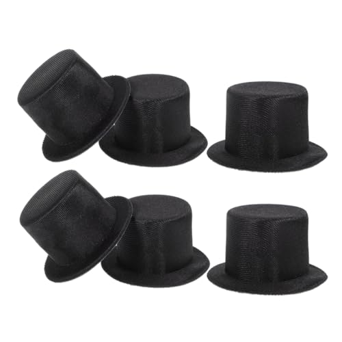 HOLIDYOYO 6st Hutzubehör Schöne Mini-hüte Kleine Cowboyhüte Zum Basteln Schöne Puppenhüte Dekorative Puppenhüte Entzückende Hüte Schneemannmützen Zum Basteln Kleiner Zylinder Stoff Black von HOLIDYOYO