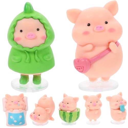 HOLIDYOYO 7St Schweinchen Ornament Miniatur-Tierfiguren Kuchendekoration Mini- Miniaturtiere Piggy Spielzeug Niedliche Tierfiguren tischplatte schöne schweineverzierung Tiermodell Harz von HOLIDYOYO