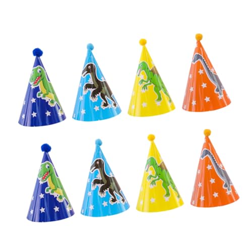 HOLIDYOYO 8 Stücke Dinosaurier Geburtstag Hut Kinder Papier Party Kappe Für Jungen Mädchen Zufällige Lieferungen von HOLIDYOYO